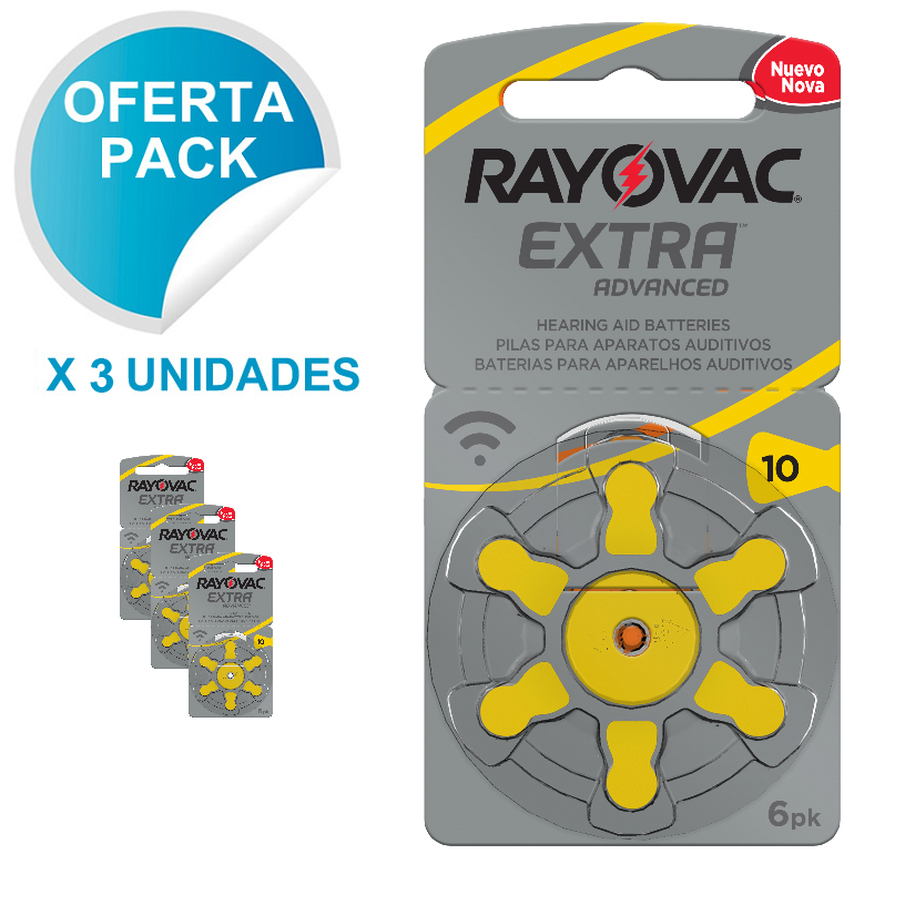 Pilas para audífonos 10 Rayovac Pack 3 Blister (18) - Mundo Smart