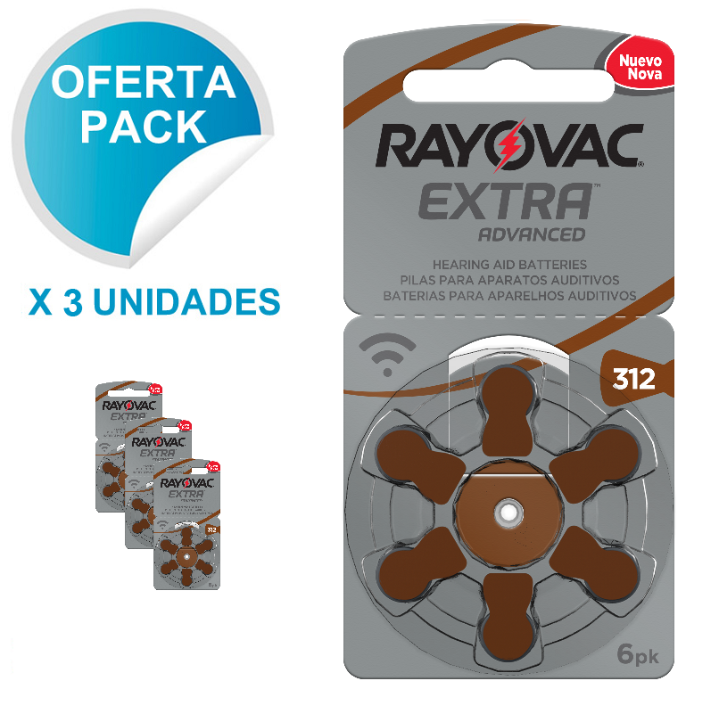 Pilas para audífonos 312 Rayovac Pack 3 Blister (18) - Mundo Smart