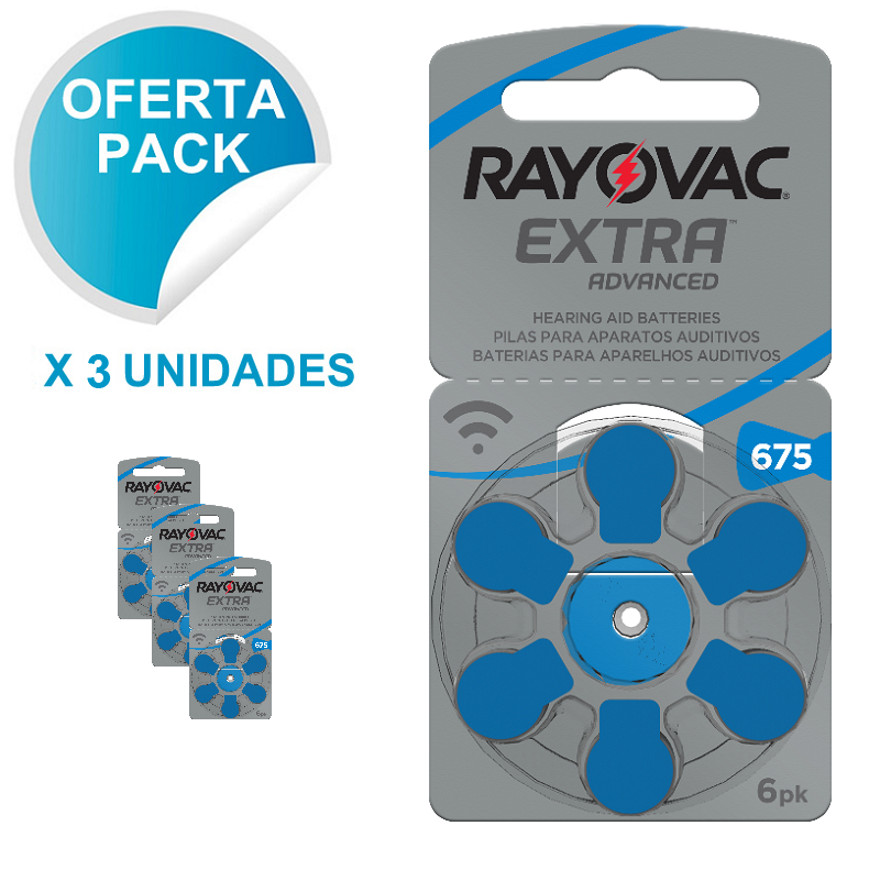 Pilas para audífonos 675 Rayovac Pack 3 Blister (18) - Mundo Smart