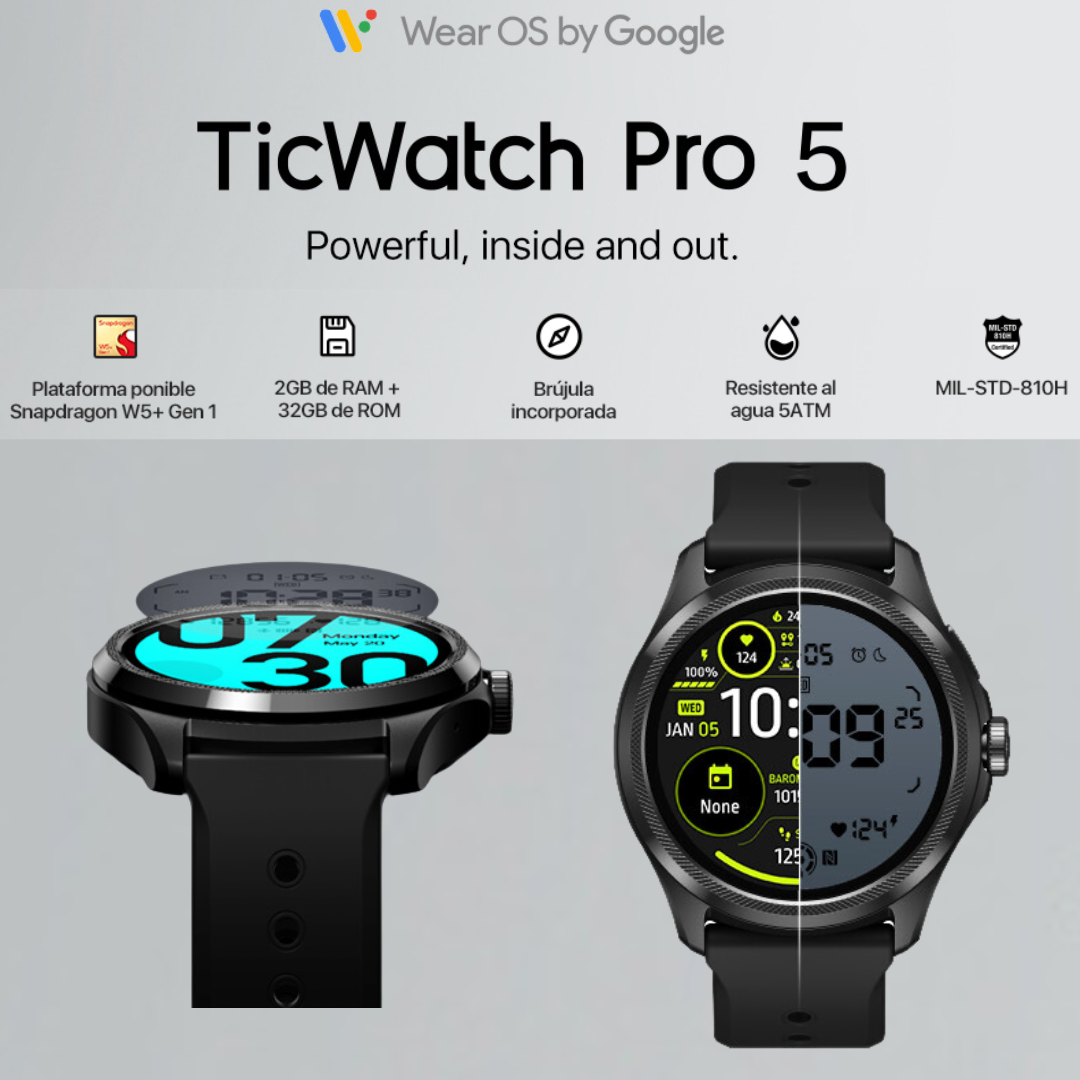 Ticwatch Pro 5, Dual Display - Mundo Smart